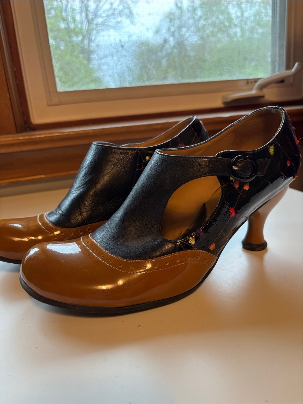 John Fluevog Bellevue Ella Baker Brogued Heel with Cutout